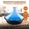 NutriChef Cast Iron Moroccan Tagine - 2.75 Quart Tajine Cooking Pot With Stainless Steel Knob, Enameled Base, Cone-Shaped Enameled Lid
