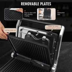 Costway Electric Panini Press Grill 1200W Sandwich Maker With Independent Temperature Control & Removable Drip Tray -Outdoor Garden GUEST 00f8735c 8b3c 4677 b1dd 6389379e9081
