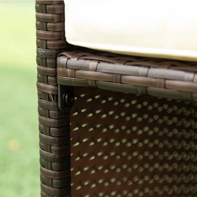 9pc Outdoor Wicker Dining Set With Cushions - Dark Brown/Beige - GODEER 15 9pc Outdoor Wicker Dining Set With Cushions - Dark Brown/Beige - GODEER - Image 15