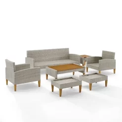 Capella 7pc Outdoor Wicker Sofa Set - Gray - Crosley -Outdoor Garden GUEST 026d8059 ce22 40b2 bb9d 415f44acc98c