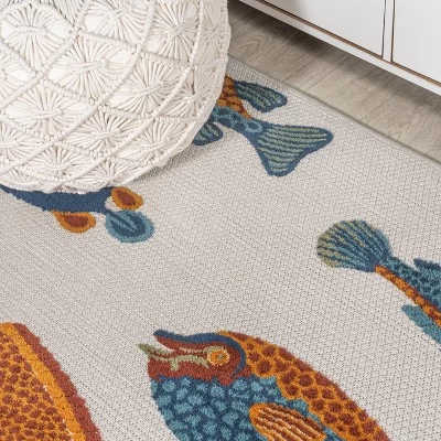 Algarve Modern Fish High-Low Indoor/Outdoor Area Rug - JONATHAN Y 2 Algarve Modern Fish High-Low Indoor/Outdoor Area Rug - JONATHAN Y - Image 2