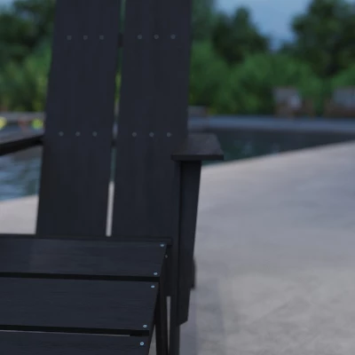 Merrick Lane Adirondack Modern Slatted Back Patio Chair With Accompanying Foot Ottoman 5 Merrick Lane Adirondack Modern Slatted Back Patio Chair With Accompanying Foot Ottoman - Image 5