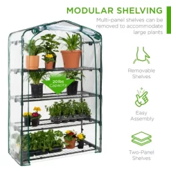 Best Choice Products 40in Wide 4-Tier Mini Greenhouse, Portable Indoor Outdoor Arboretum For Yard W/ Steel Shelves -Outdoor Garden GUEST 03c5e343 eadc 46c7 88d2 8e33ab29a742