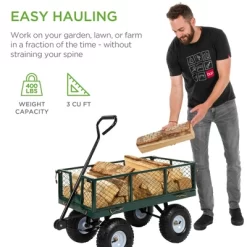 Best Choice Products Heavy-Duty Steel Garden Wagon Lawn Utility Cart W/ 400lb Capacity, Removable Sides, Handle -Outdoor Garden GUEST 0400022b 2bba 443a a8c5 a184597e4c3b