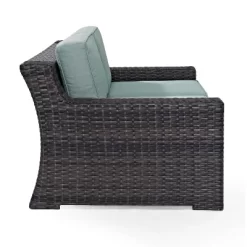 Beaufort Outdoor Wicker Loveseat - Mist - Crosley -Outdoor Garden GUEST 04257f20 de56 47ee abe6 79aeab627761