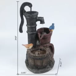 LuxenHome Resin Farmhouse Barrel And Water Pump Outdoor Fountain 15 LuxenHome Resin Farmhouse Barrel And Water Pump Outdoor Fountain -Outdoor Garden GUEST 053d2430 efcd 45f4 9343 037faba49154