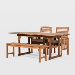 Ravenscroft 4pc Extendable Acacia Wood Outdoor Dining Set - Saracina Home -Outdoor Garden GUEST 05ab73f4 1340 427a b6c1 e995012a08c6