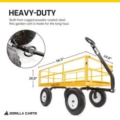 Gorilla Carts 1200lbs. Capacity Industrial Steel Utility Wagon With Removable Sides And 2 In 1 Handle For Towing - Yellow (GOR1201B) -Outdoor Garden GUEST 0729d63c 1101 4a4f b945 f56fba129081