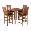 Miramar 5pc Square Wood Patio Bar Height Dining Set - Cinnamon Brown/Black - CorLiving