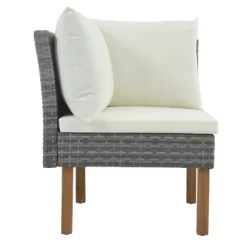 6pc Wicker Round Outdoor Sectional Set With Cushions - Black/Beige - GODEER -Outdoor Garden GUEST 0776a2fc 5cbd 424b ba02 4c547677ebbb