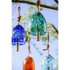 Evergreen Art Glass Speckle Turquoise Bell Chime -Outdoor Garden GUEST 0792a262 98f0 46f4 b120 63788dff1bed