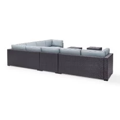 Biscayne 7pc Outdoor Wicker Sectional Set With 2 Coffee Tables - Sangria - Crosley -Outdoor Garden GUEST 0793394c d87e 484b b92f 50ac5b6d4e63