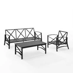 Kaplan 3pc Outdoor Sofa Set With Sofa & Arm Chair With Coffee Table - Mist - Crosley -Outdoor Garden GUEST 07ab9e7f 8f3b 4372 a272 23a045c03b35 1