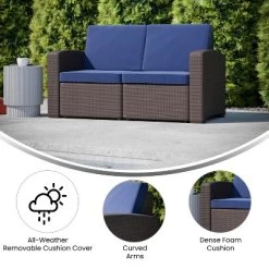 Flash Furniture Seneca Faux Rattan Loveseat With All-Weather Cushions 13 Flash Furniture Seneca Faux Rattan Loveseat With All-Weather Cushions -Outdoor Garden GUEST 07e1e656 5ab2 436f 8f6d 84ebd6603cad