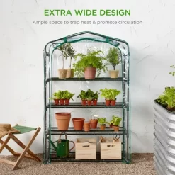 Best Choice Products 40in Wide 4-Tier Mini Greenhouse, Portable Indoor Outdoor Arboretum For Yard W/ Steel Shelves -Outdoor Garden GUEST 08019793 9fdf 471c 884f 18d3db9721f4