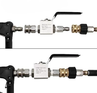 Edou Direct 3/8" Male Plug X 3/8" Ball Valve For High Pressure Washer Hose Kit, Male Quick Connect, 4,500 PSI Max 2 Edou Direct 3/8" Male Plug X 3/8" Ball Valve For High Pressure Washer Hose Kit, Male Quick Connect, 4,500 PSI Max - Image 2