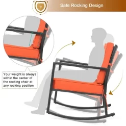 Costway 2PCS Outdoor Wicker Rocking Chair Patio Lawn Rattan Single Chair Glider W/ Cushion -Outdoor Garden GUEST 0882a46e 0250 448d 91d3 1cea3d4883ec