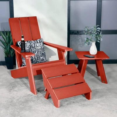 Italica 3pc Set With Modern Adirondack Chair, Side Table & Folding Ottoman - Rustic Red - Highwood 1 Italica 3pc Set With Modern Adirondack Chair, Side Table & Folding Ottoman - Rustic Red - Highwood