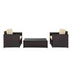 Palm Harbor 3pc Outdoor Wicker Seating Set - Sand - Crosley -Outdoor Garden GUEST 09ada79c 7da9 4888 90fb 88b85bd931de