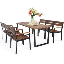 Costway 7PCS Patented Patio Dining Chair Table Set Acacia Wood Backyard W/Umbrella Hole 17 Costway 7PCS Patented Patio Dining Chair Table Set Acacia Wood Backyard W/Umbrella Hole -Outdoor Garden GUEST 0a08315e 24bc 4c1f b11f 8d74240289a4