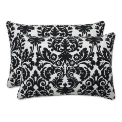 Essence Damask 2pc Rectangular Outdoor Throw Pillow Set Black - Pillow Perfect -Outdoor Garden GUEST 0a65c7ff 66c3 4d2c 8aeb e54adb5c9f6b