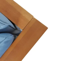 2pc Brava Outdoor Acacia Wood Right Arm Loveseat & Coffee Table With Cushion Teak/Blue - Christopher Knight Home