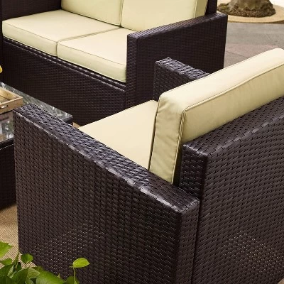 Palm Harbor 5pc Outdoor Wicker Conversation Set - Sand - Crosley 5 Palm Harbor 5pc Outdoor Wicker Conversation Set - Sand - Crosley - Image 5