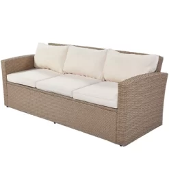 4pc Outdoor Wicker Conversation Set With Cushions - Beige - GODEER -Outdoor Garden GUEST 0b77e44c 3574 40b9 b244 884865d45adc