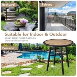 Costway 29'' Patio Round Bistro Metal Table Wood-Like Top Garden Deck Backyard 12 Costway 29'' Patio Round Bistro Metal Table Wood-Like Top Garden Deck Backyard -Outdoor Garden GUEST 0b835508 6d78 4b18 9059 a766ed3628a7