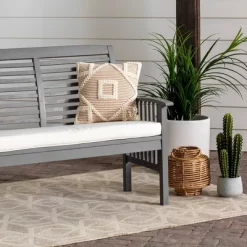 Ravenscroft Modern Boho Acacia Wood Slatted Outdoor Loveseat With Cushion - Saracina Home -Outdoor Garden GUEST 0bef4255 566e 41f5 a99c 7414e63a87f4