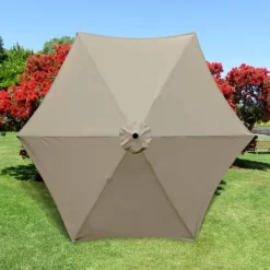 11' X 11' Aluminum Market Polyester Umbrella With Crank Lift Beige - Astella -Outdoor Garden GUEST 0c27c7be de43 4521 a36d 7df0126f9e68