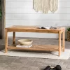 Ravenscroft Modern Boho Acacia Wood Slatted Outdoor Coffee Table With Lower Shelf - Saracina Home