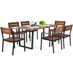 Costway 7PCS Patented Patio Dining Chair Table Set Acacia Wood Backyard W/Umbrella Hole 16 Costway 7PCS Patented Patio Dining Chair Table Set Acacia Wood Backyard W/Umbrella Hole -Outdoor Garden GUEST 0d0e2bb1 c0c8 4ff0 8064 a5884a2c68c4