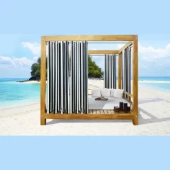 Commonwealth Seascapes Stripes Light Filtering Provide Privacy Satiny Look Grommet Outdoor Panel Pair Black -Outdoor Garden GUEST 0d3ce26e 0e19 4254 8320 102f024922ef
