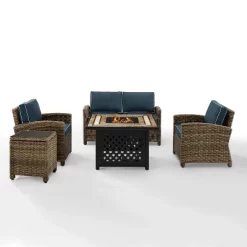 Crosley 5pc Bradenton Steel Outdoor Patio Fire Pit Furniture Set -Outdoor Garden GUEST 0d52d6ec f9bc 45fa 9d24 80c8d2d39d01