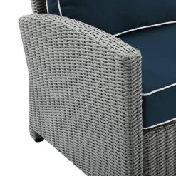 Bradenton 3pc Outdoor Wicker Sofa & 2 Ottoman Set - Navy/Gray - Crosley -Outdoor Garden GUEST 0d5e9407 25e3 43e2 9c3a 8857a4897c5e 1