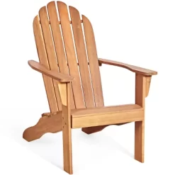 Costway Outdoor Adirondack Chair Solid Wood Durable Patio Garden Furniture GrayNaturalWhite -Outdoor Garden GUEST 0d92375f 6517 42aa 9d75 85b88fb6c2b7