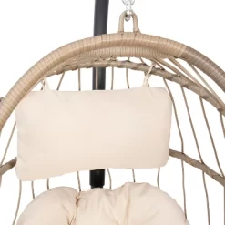Merrick Lane Riley Foldable Woven Hanging Egg Chair With Removable Cushion And Stand For Indoor And Outdoor Use -Outdoor Garden GUEST 0dc0967e 1cbb 4a5d a830 4b5b7d7b95e1