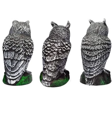 BIRD BLINDER Fake Owl Decoy And Bird Deterrent, Grey Set Of 3 2 BIRD BLINDER Fake Owl Decoy And Bird Deterrent, Grey Set Of 3 - Image 2