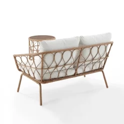 Juniper 2pc Outdoor Wicker Conversation Set With Loveseat & Coffee Table - Cream/Natural - Crosley -Outdoor Garden GUEST 0e946daa 8dd0 4e41 b448 30f383d65f7f