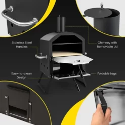 Costway 2-Layer Pizza Oven Wood Fired Pizza Grill Outside Pizza Maker With Waterproof Cover -Outdoor Garden GUEST 0ee2c3d6 e09a 47f1 94a4 77a5cceb54a1