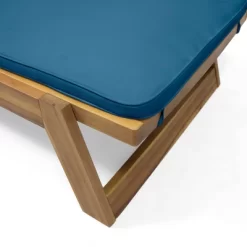 Kyoto 3pc Outdoor Acacia Wood Chaise Lounge Set With Cushions - Teak/Blue - Christopher Knight Home -Outdoor Garden GUEST 0effdee0 0c57 43d4 be97 ca630ce93891