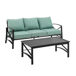 Kaplan 2pc Outdoor Sofa Set - Mist - Crosley -Outdoor Garden GUEST 102a3ad3 0dc4 48bf a3da 4bfc11307399