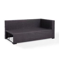 Biscayne Loveseat With Blue Cushions Brown - Crosley