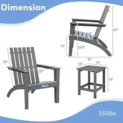 Costway 2PCS Patio Adirondack Chair Side Table Set Solid Wood Garden Deck Grey -Outdoor Garden GUEST 10d3c703 c406 44c8 beae 599ee2eb4bbd