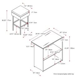 Parksville Patio Bar Set With Cushions - Black/Gray - CorLiving -Outdoor Garden GUEST 11011979 b6c2 4ca5 9fc6 4cfeea9848c9