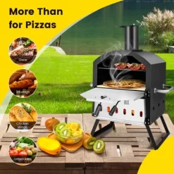 Costway 2-Layer Pizza Oven Wood Fired Pizza Grill Outside Pizza Maker With Waterproof Cover -Outdoor Garden GUEST 11447bcf bf36 41f3 be05 7e843e281aac