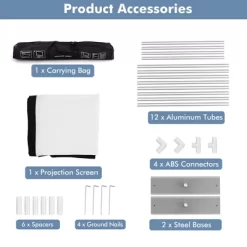 Costway 100'' Projector Screen W/ Stand 16:9 HD 4K Indoor Outdoor Projection Movie Screen -Outdoor Garden GUEST 118cf8d2 4282 492c 8cf7 d5fe68b17c55