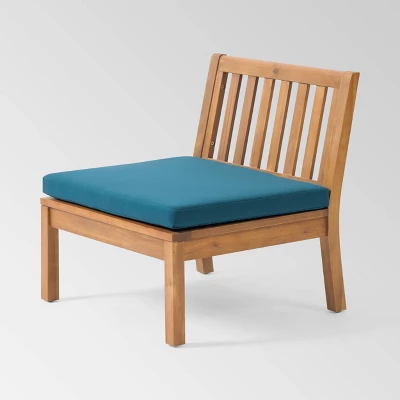 Caswell Set Of 2 Acacia Wood Club Chairs - Teak/Dark Teal - Christopher Knight Home 2 Caswell Set Of 2 Acacia Wood Club Chairs - Teak/Dark Teal - Christopher Knight Home - Image 2