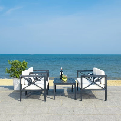 Nunzio 4pc Living Set With Accent Pillows - Black/Beige - Safavieh 3 Nunzio 4pc Living Set With Accent Pillows - Black/Beige - Safavieh - Image 3
